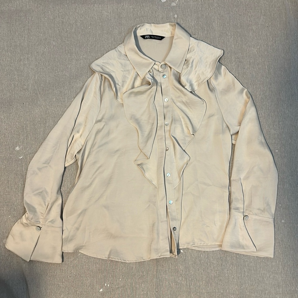Zara Button Down Silky Formal Blouse